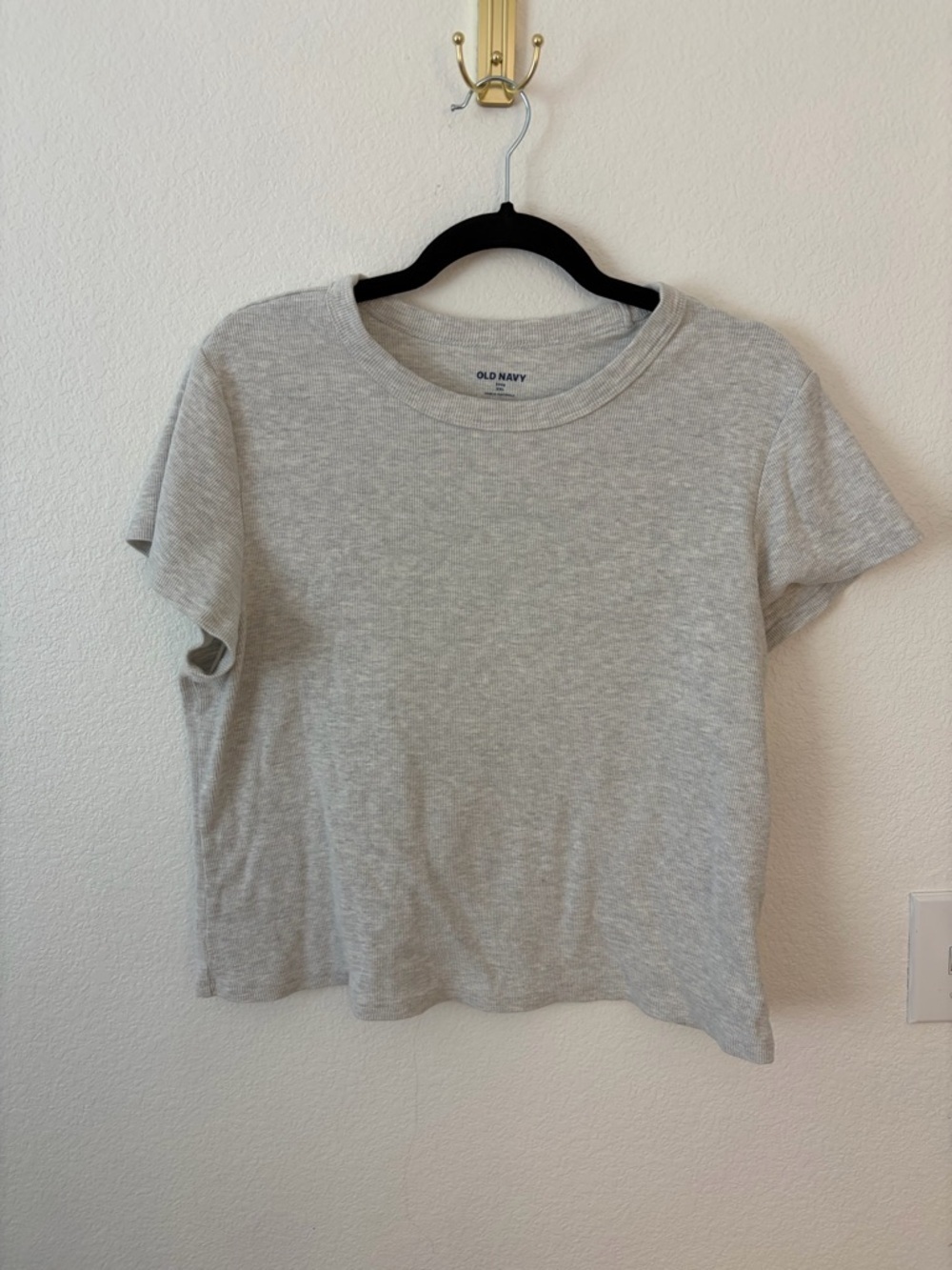 Old Navy Heather Gray Short-Sleeve Ribbed Cropped Crewneck Tee SZ XXL
